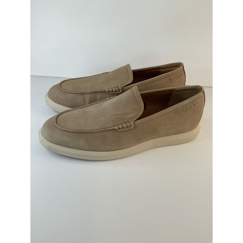 Men's Guess Slip on Shoes Faux Leather Tan Casual Sandy Comfort Sole Moc Toe Siz